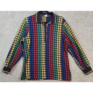 Limited Edition Units Vtg 80s Long Sleeve Polo Shirt Colorful USA Made Women's M